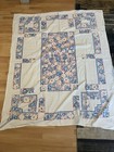 Vintage  White Cotton Tablecloth Blue Flowers 63”x50” — photo 1