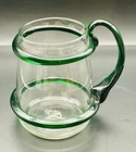 Blenko Aqua Green Double Ringed Art Blown Glass Mug Mid Century Modern