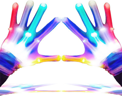 LED Gloves for Kids, Teens & Adults - Finger Light Gloves with 5 Colors/6 Modes 