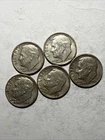 1961 D Roosevelt Dime 90% Silver Lot Of 5 Coins