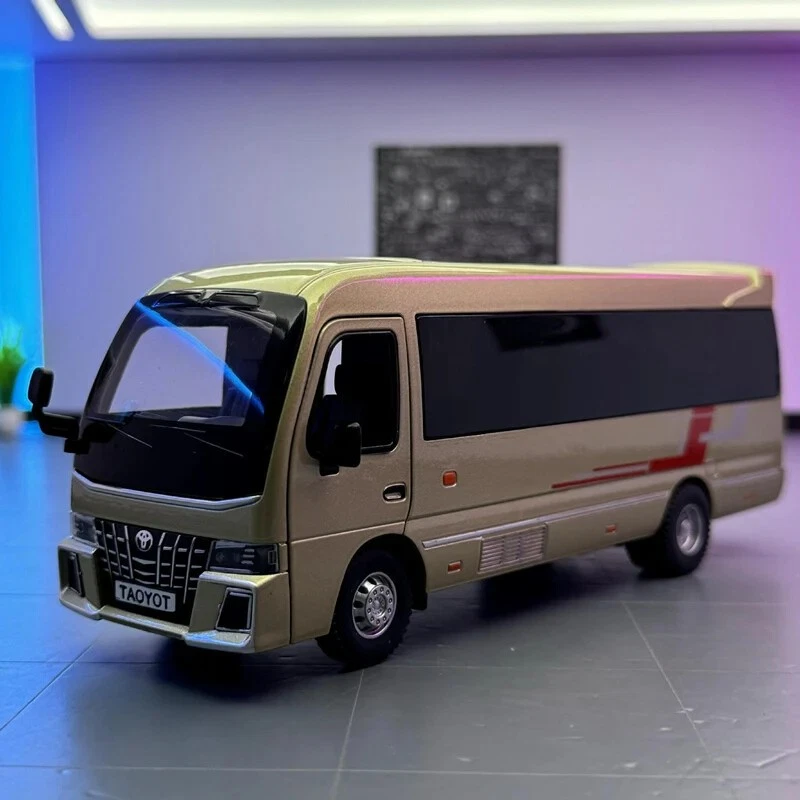 1:32 Toyota Coaster Bus Diecast Passenger Coach Simulation Sound & Light Gift - Image 3 of 4