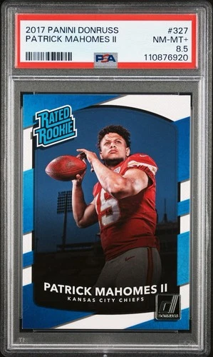 2017 Panini Donruss Patrick Mahomes II #327 Rated Rookie PSA 8.5