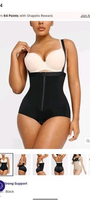 Shapellx Women s Black XXL High-Waisted Shapewear Zip Front Adjustable Straps