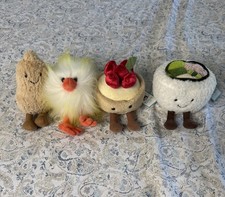 Jellycat lot of 4 Amuseables Peanut And Tart,Crazy Chick, RARE California Sushi