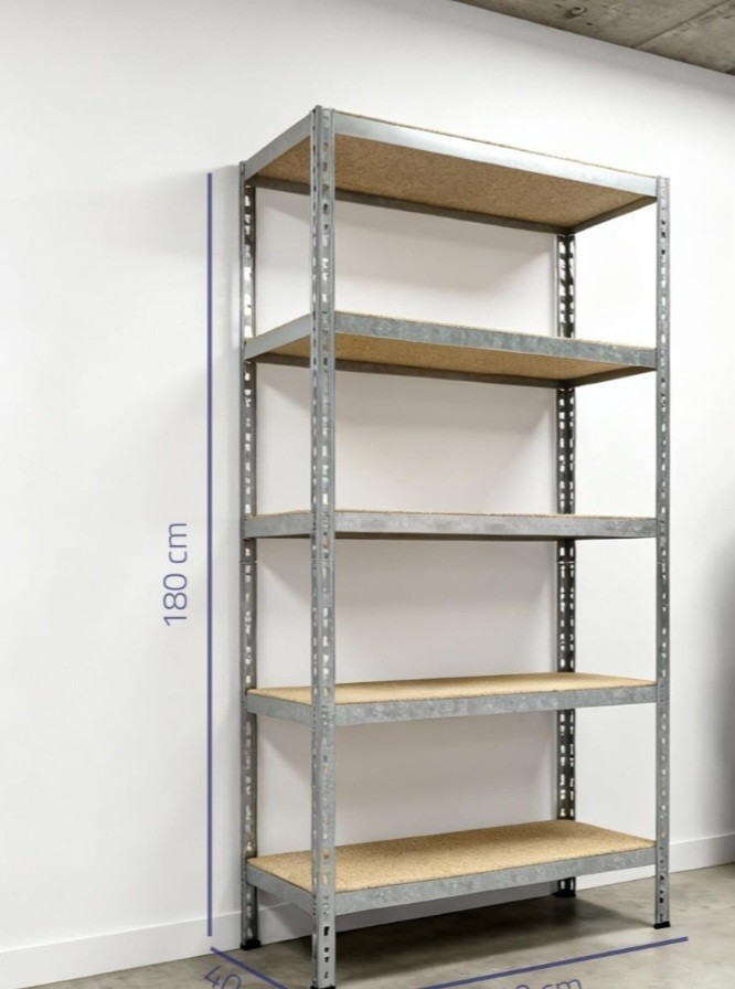 Étagère de rangement de garage charge lourde en métal galvanisé gris anthracite de 180x90x40 cm
