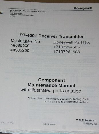Honeywell RT-4001 Receiver transmitter Component maintenance manual Bendix vol 1 - Picture 3 of 3