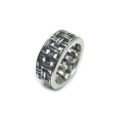 925 Silber Herrenring Band Geflochten Handgefertigt Breit 10mm Massiv Ring