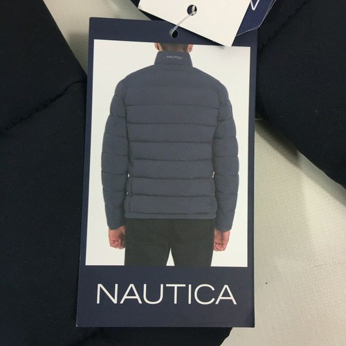 Chaqueta acolchada Nautica Performance para hombre elástica resistente al agua grande gris oscuro - Imagen 7 de 8