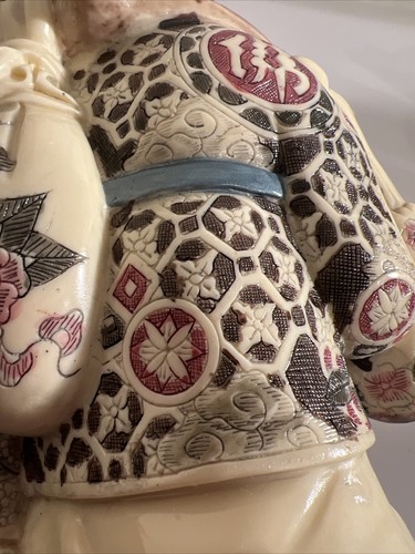 Resin Cream Rubbing Belly Buddha Carrying 3 Children Hand Carved and Painted D3 - Picture 12 of 19