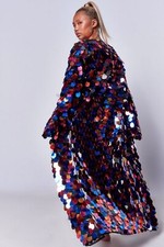 Rainbow Sequin Jacket Kimono Holographic Large Drop Disc Festival Pride Rave