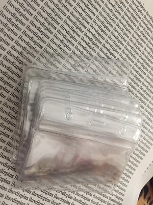 Lot of 10 Clear Vinyl ID Holders Horizontal Zip Lock NEW DLR Set/ Lot 10 Total