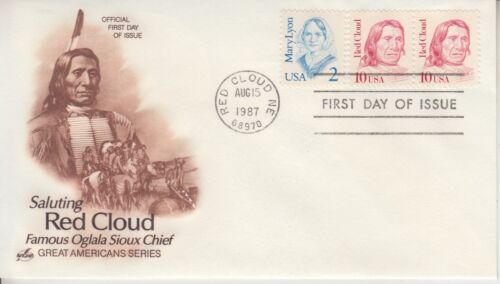 1984 #2175 RED CLOUD OGALA SIOUX CHIEF FDC W/ ART CRAFT CACHET UA GEM!