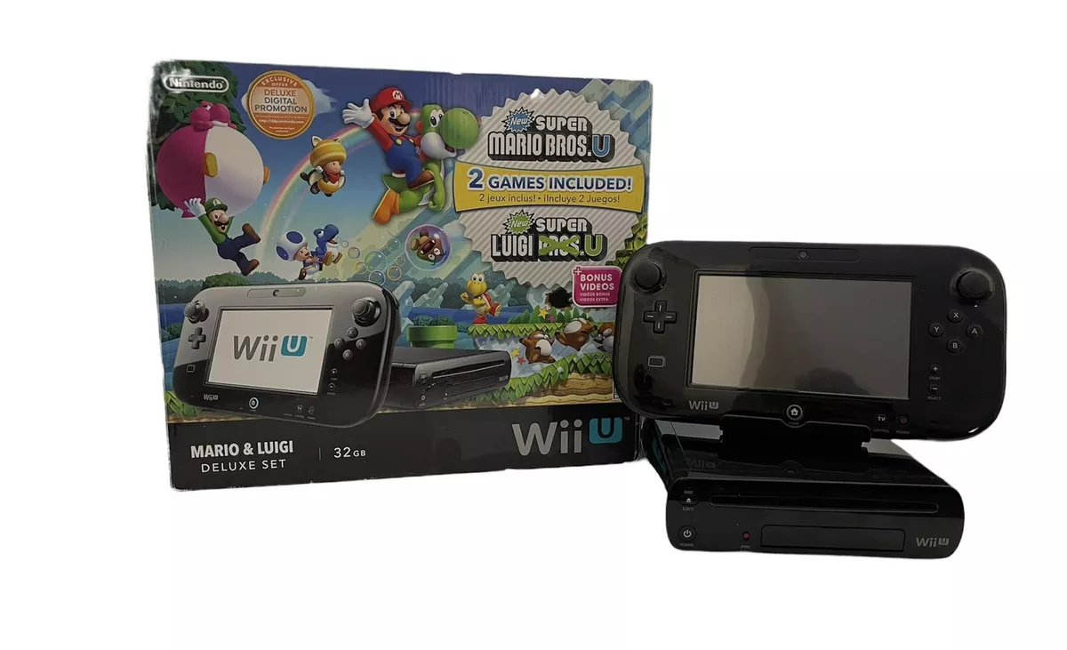 Nintendo Wii U Mario & Luigi Deluxe Set 32GB Black Handheld System Complete  Box