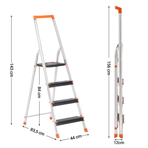 SONGMICS Trittleiter, Leiter, 3/4/6 Stufen, Alu, mit Werkzeugschale, bis 150 kg - Bild 11 von 25