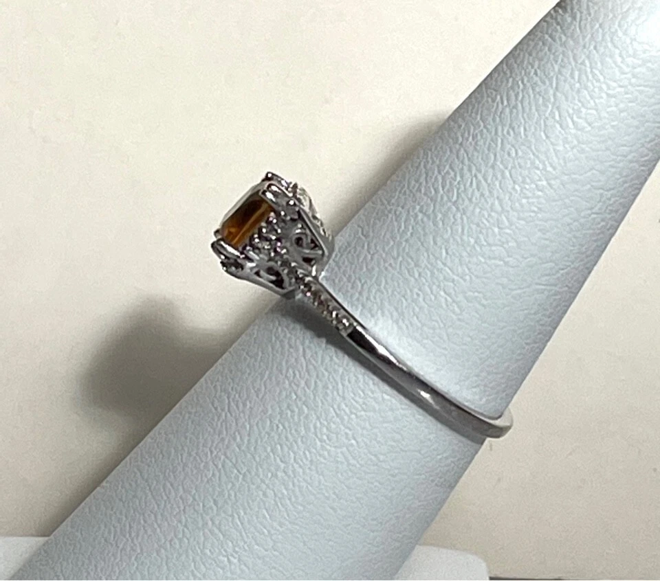 ANILLO JWBR ORO BLANCO HESSONITA GRANATE Y DIAMANTES TALLA 6.5 Foto 3 de 4