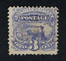 GENUINE SCOTT #114 USED 1869 ULTRAMARINE PICTORIAL CLEAR G-GRILL WEDGES CANCEL