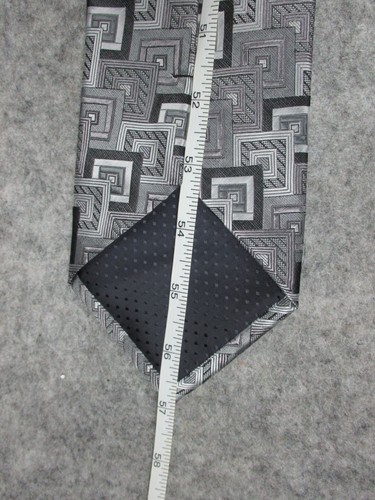 Adolfo Silk Tie 57x3.75'' neckwear Gray Geometric Shiny Square Layer Hand Made - Picture 9 of 9