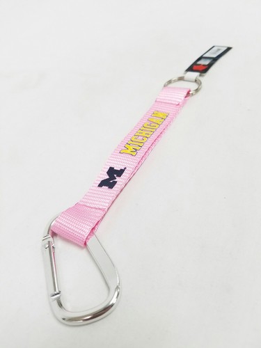Michigan Wolverines PINK NCAA Team Lanyard Officially Licensed w/ KeyChain Clip - Picture 2 of 2
