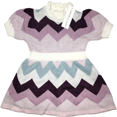 Janie & Jack 2022 Zig Zag Acrylic Dress 12 18 Mos Chevron Soft Purple Blue White