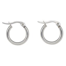 Sleek Surgical Stainless Steel 304 Grade Hypoallergenic 15mm Hoop Earrings