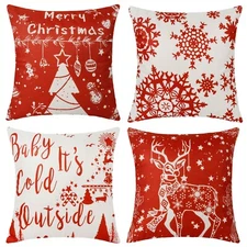 Christmas Pillow Covers 18 X 18 Inch Set of 4  Throw Pillow Covers