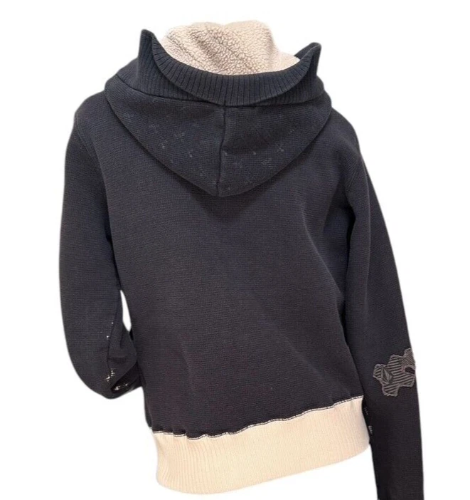 Sudadera con Capucha Y2K Volcom Cremallera Forro Sherpa Talla L Azul LEER Foto 2 de 4