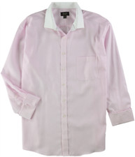 TASSO ELBA Pink Pinstrip Non-Iron Regular Fit Frech Cuff Dress Shirt 17 36/37