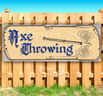 AXE THROWING BLU Advertising Vinyl Banner Flag Sign Many Sizes MEDIEVAL
