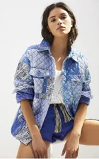 Anthropologie Priya Quilted Shirt Jacket Patchwork Pallavi Mohan Size Small