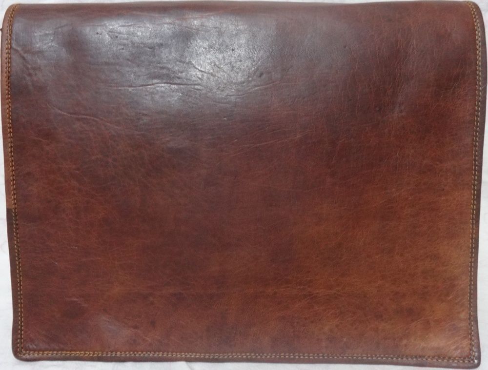 Brown Leather Messenger Bag Shoulder Laptop Bag Briefcase Men's Genuine Vintage