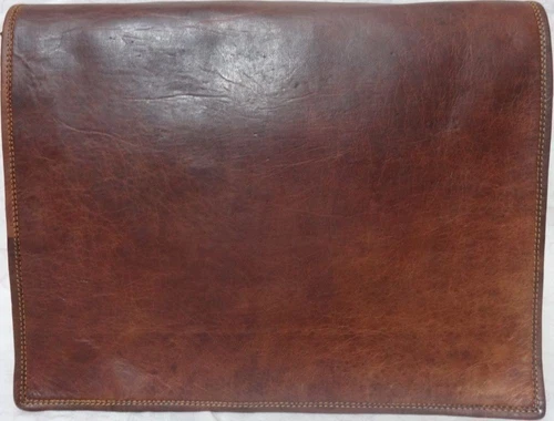 Brown Leather Messenger Bag Shoulder Laptop Bag Briefcase Men's Genuine Vintage