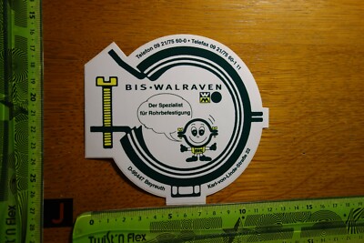 Alter Aufkleber Handwerk Bau Rohrbefestigung Sanitär BIS WALRAVEN Bayreuth