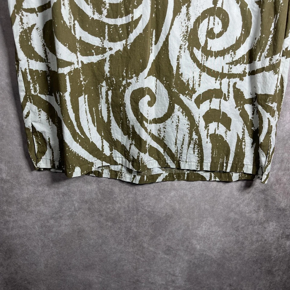 Винтажная гавайская мужская рубашка Hilo Hattie средний размер зеленая Swirl для тропических каникул - Изображение 3 из 4