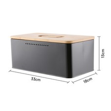 Large Square Bread Bin with Bamboo Handle Lid Kitchen Storage Loaf Container NEW