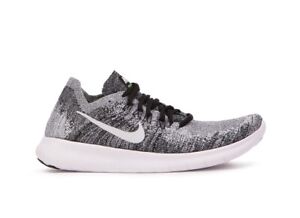 nike free rn flyknit women's black and white