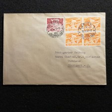 Svizzera Helvetia 19.06.1952 - Michel n. 530+533 lettera Zurigo - Stoccarda 6.)