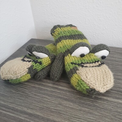 deLux Adult Wool Frog Mittens Green Knit Toad Gloves GIFT Costume Cospaly Nepal