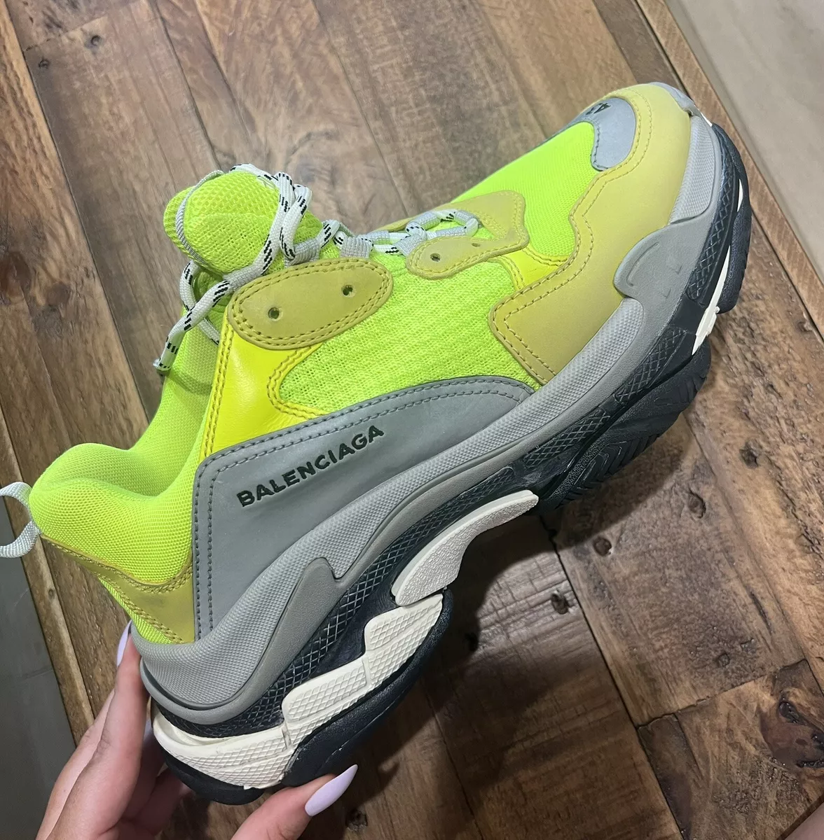 Size 10 Balenciaga Triple S Clear Sole Trainer Neon Green