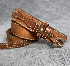 VTG Circle Y Yoakum Western Belt Ranger Mens 32 Brown Buckle Heavy Duty Work USA