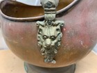 Fleur De Lis VTG Copper Ash Coal Scuttle Bucket Brass Motif Lion’s Head Planter — photo 4
