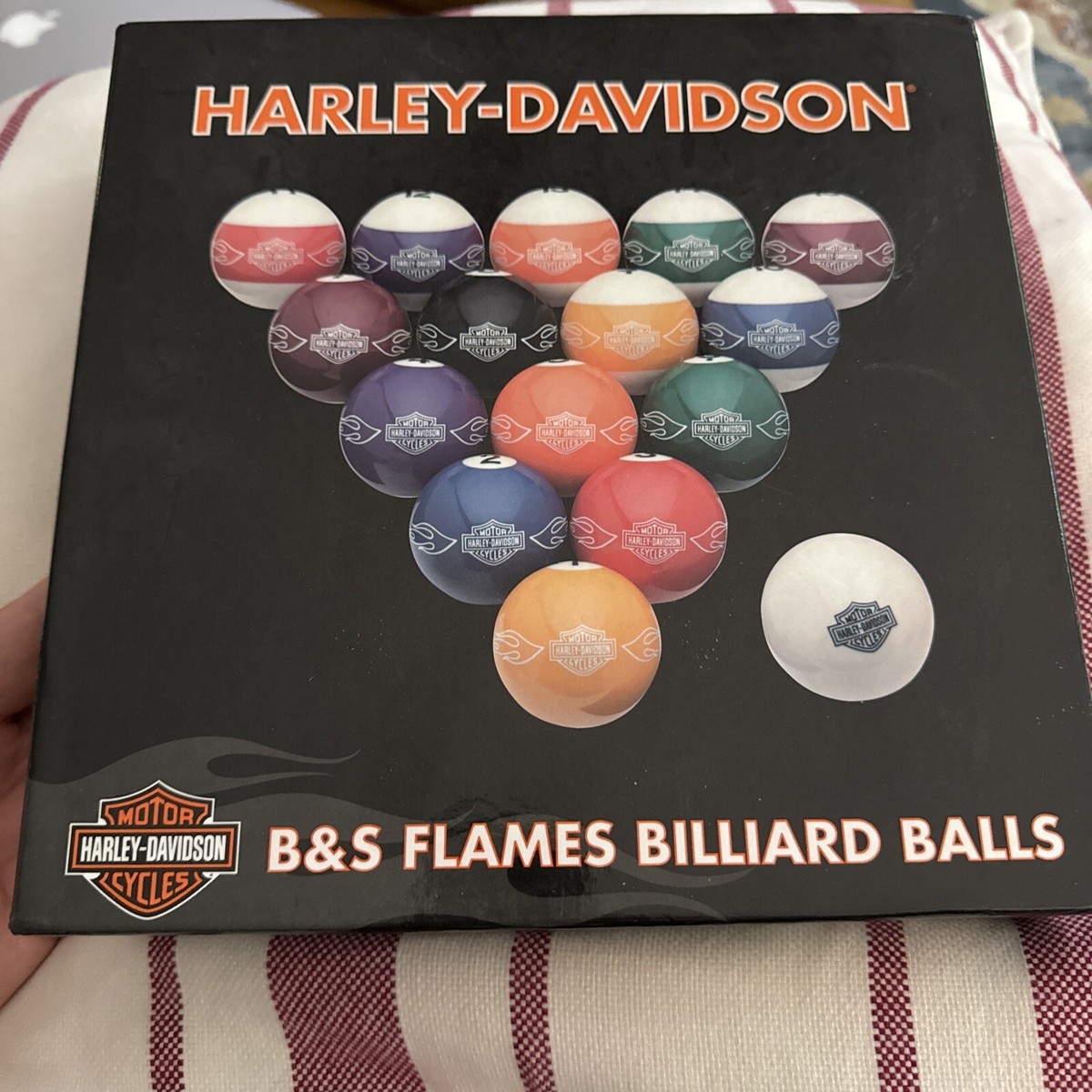 Harley Davidson B&S Flames Billiard Balls Pool Table Eagle Shield