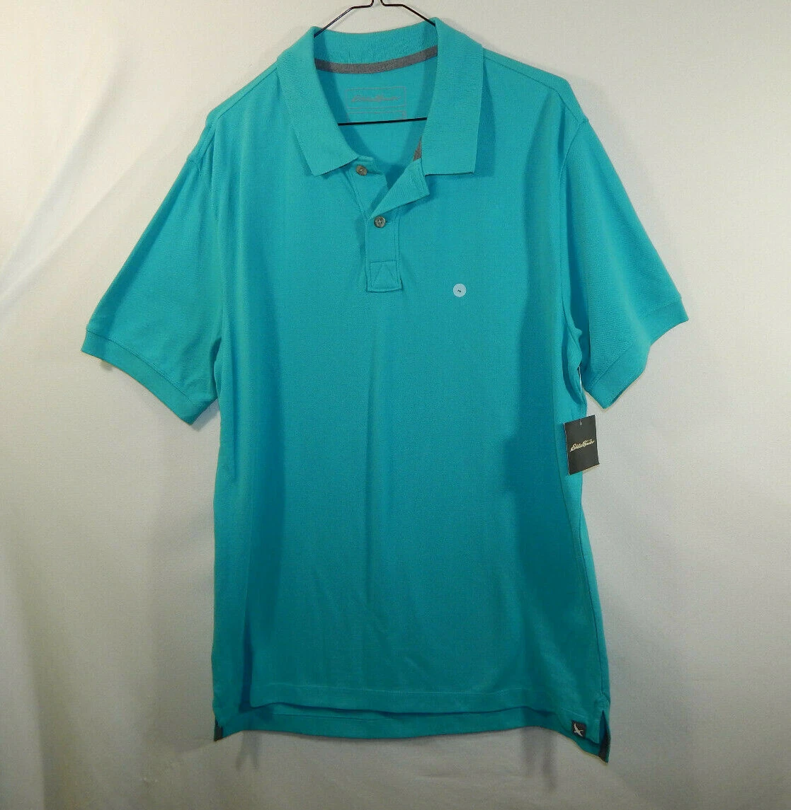 NWT Eddie Bauer Casual Mens Polo Short Sleeve Dress Shirt Green Size MEDIUM M