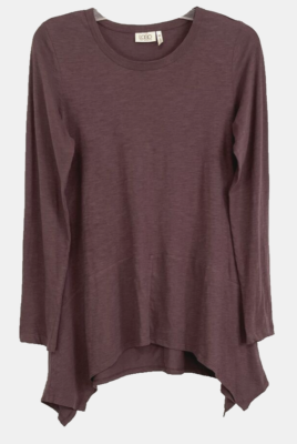 【eriページ】 LOGO Lori Goldstein Asymmetric Hem Shirt Purple Sz XS Pull On