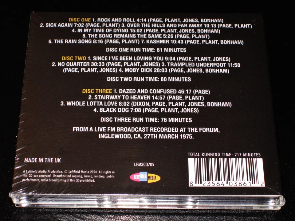 Led Zeppelin: Inglewood - The Classic 1975 Performance 3 CD Set 2024 Digipak NEW - Image 2 of 2