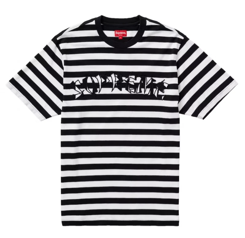 Supreme Stripe Black Medium Applique Short Sleeve FW20 SIZE SMALL Authentic