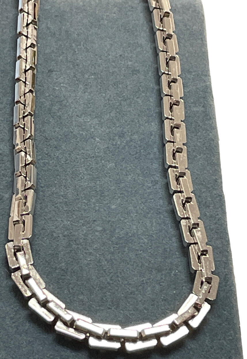 NAPIER SILVER TONE SOLID BLOCK LINK CHAIN NECKLAC… - image 3