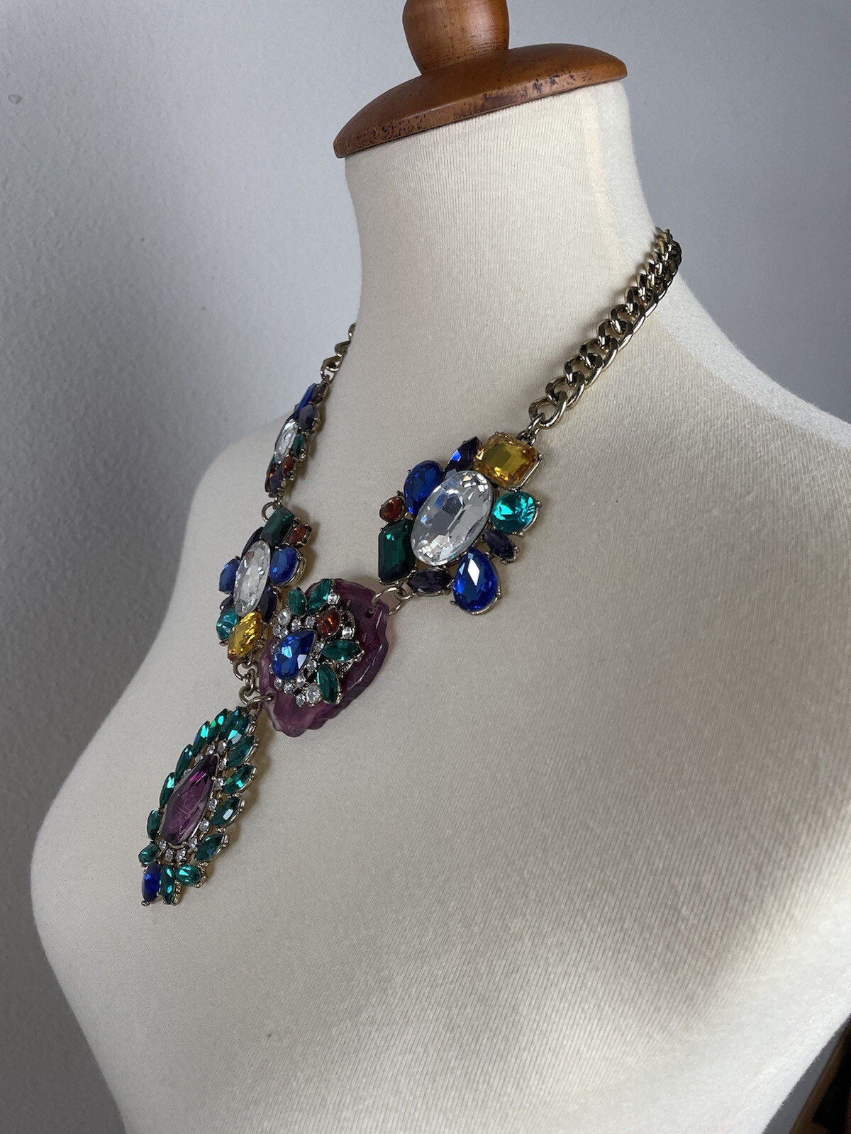Statement Chunky Necklace Cluster With Rhinestone… - image 2