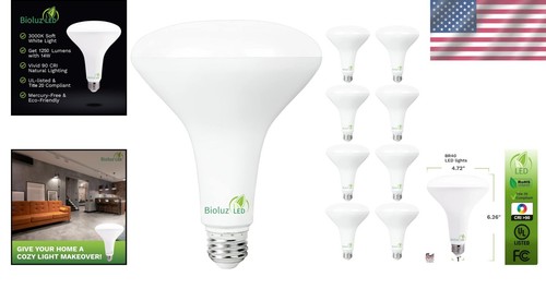 3000K Soft White Dimmable LED Light Bulbs - Bioluz 8-Pack for Indoor/Outdoor Use - Picture 2 of 8