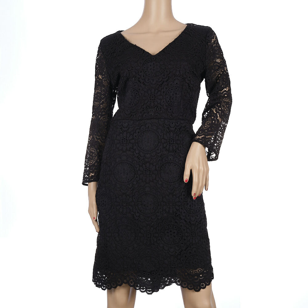 Loft Black Lace Long Sleeved Sheath Dress 8 NWT