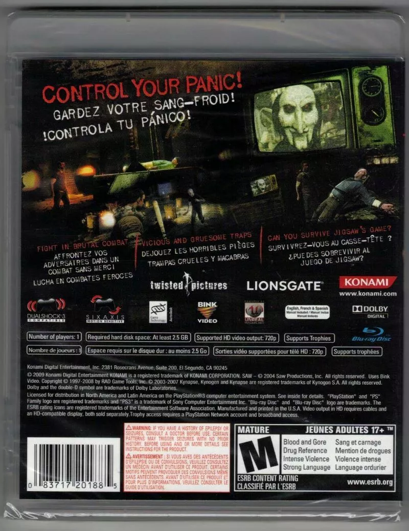 SAW PS3 Brand New Factory Sealed US Version Playstation 3